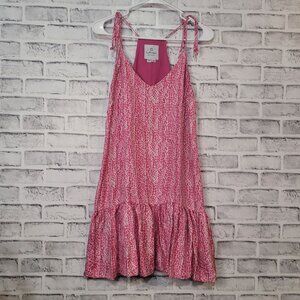 LaRoque Silk Slip Dress Pink White Alligator Print Dress Size Medium
